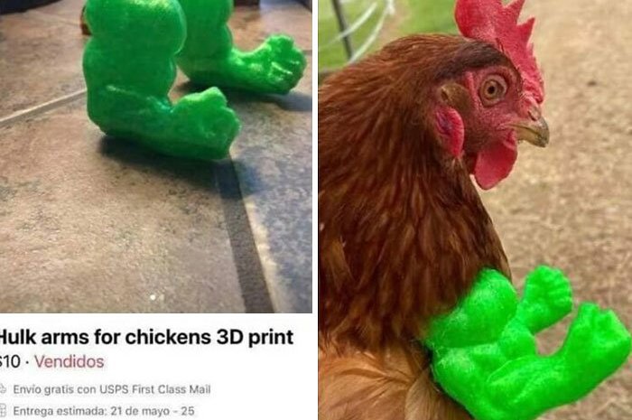 Des bras de Hulk pour coq imprimés en 3D