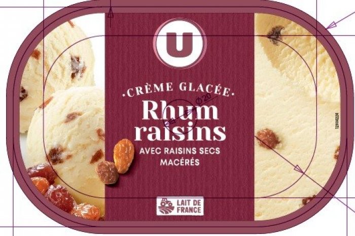 Bac crème glacée rhum/raisins U